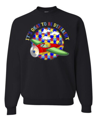 Its Okay to Be Different | Plane Autism Awarness Unisex Crewneck Sweatshirt