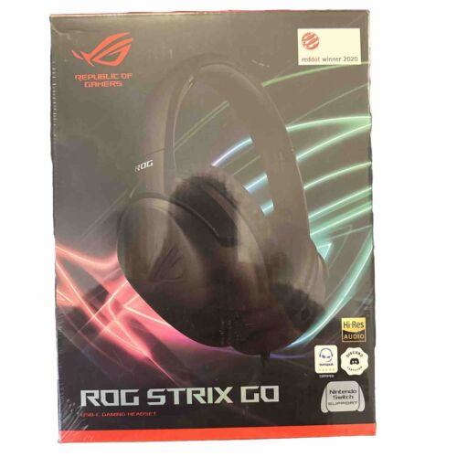 ASUS ROG ! Strix Go Gaming Headphones with USB-C Adapter | Ai Pow Black Standard - Picture 1 of 3