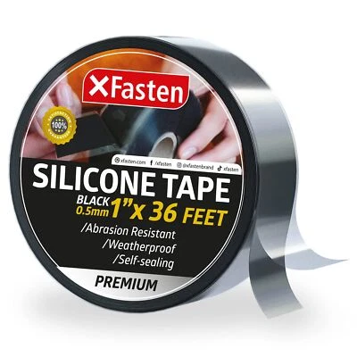 XFasten Self Fusing Silicone Tape Black 1" X 36-Foot