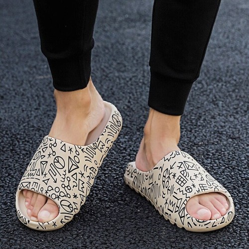 Luxury Slides Men Shoes Slippers Indoor House slippers Graffiti Casual  Beach | eBay