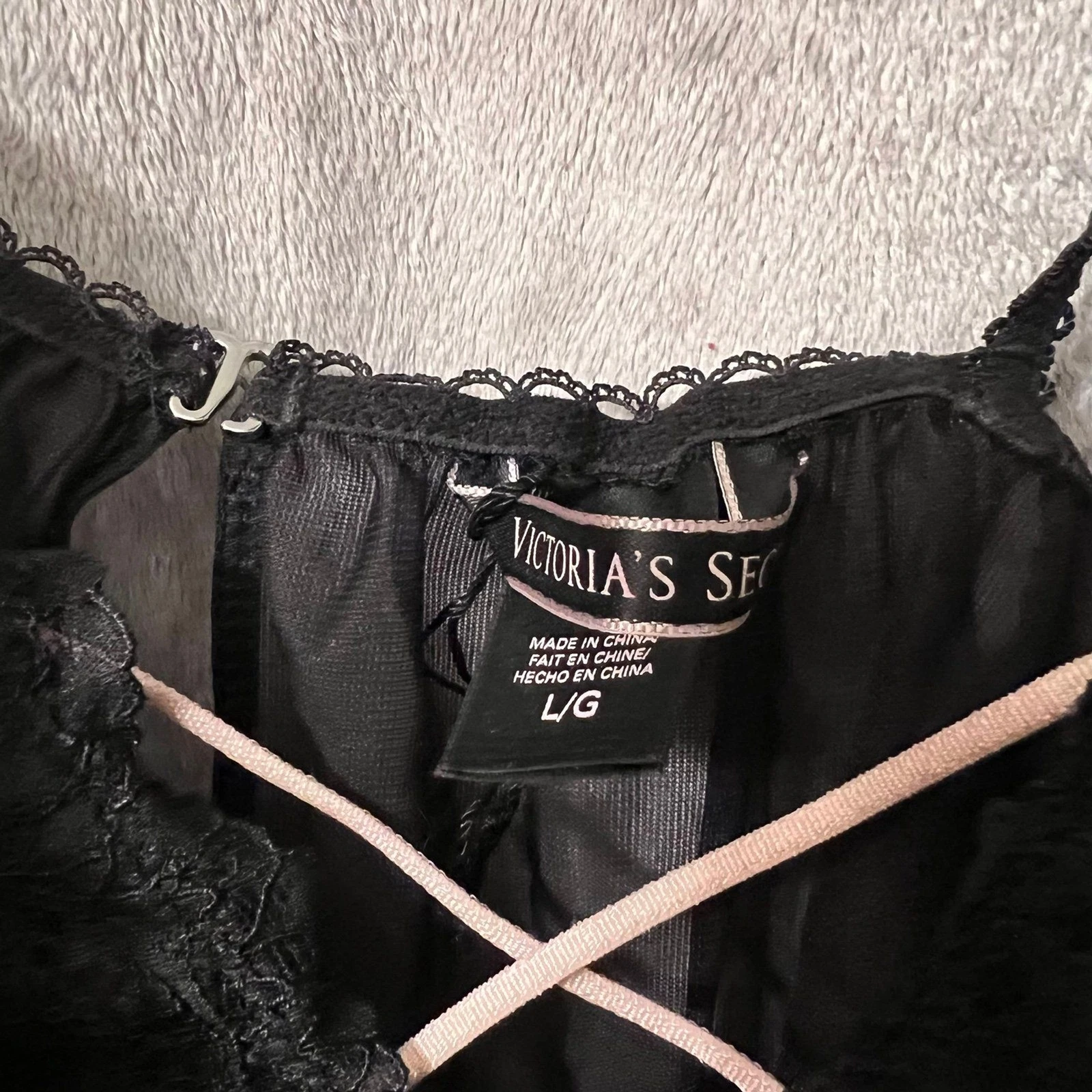 UNDERCOVER Abito vestito lingerie babydoll maglia Victoria’s Secret trasparente nero grande pizzo VS