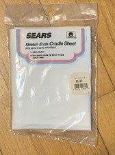 NIP VTG Sears Stretch Ends Cradle Sheet White Fits 18  X36  Mattress