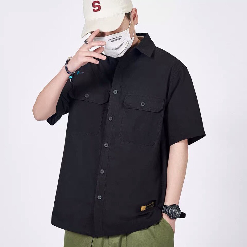 Chinism Work Shirt Black Short-Sleeve Size M | eBay