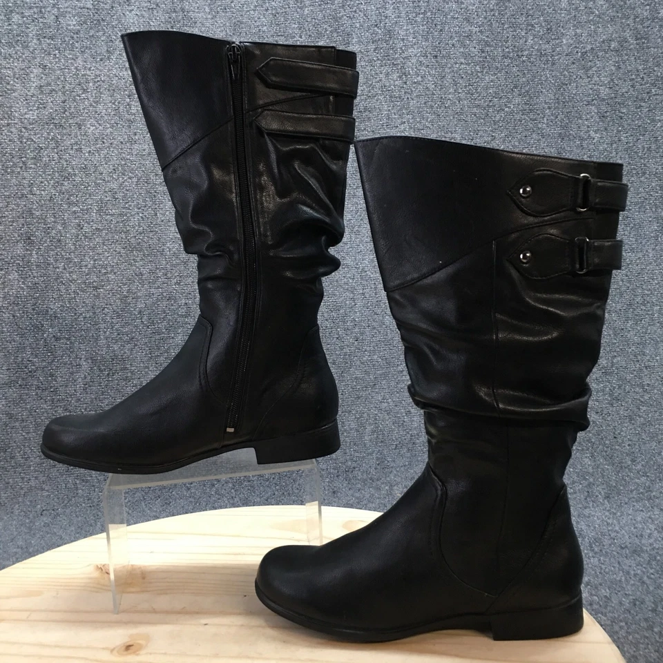 Botas Hush Puppies para mujer 8,5 Moyen altas para montar negras bloque a mitad de la pantorrilla HW05231-001 Foto 2 de 4