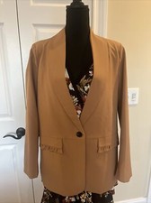 One Button Blazer Brown With Faux Pockets Size Large Lined
