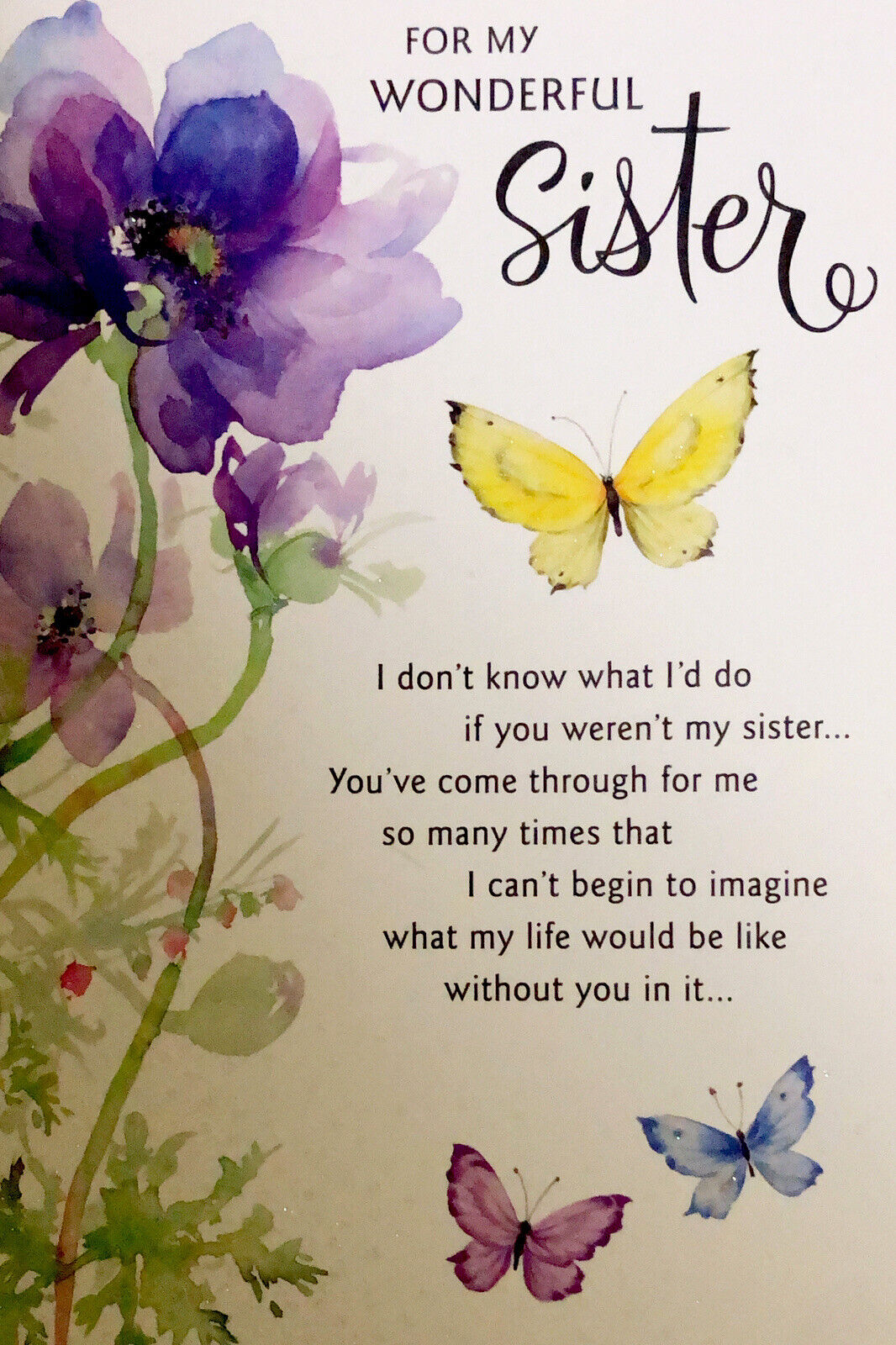 Happy Birthday For My Wonderful Sister 5”x7” Hallmark Heartline ...