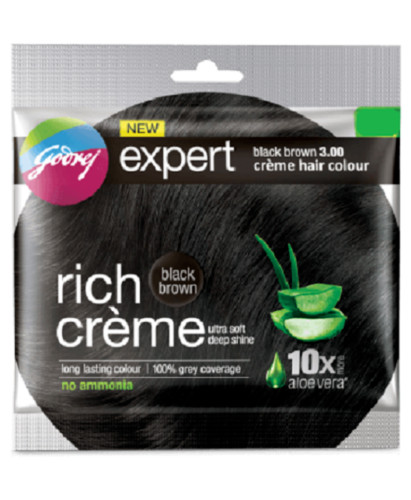 Godrej Expert Rich Cr&egrave;me Hair Colour Shade BLACK BROWN, Pack of 10 * 20g+20ml