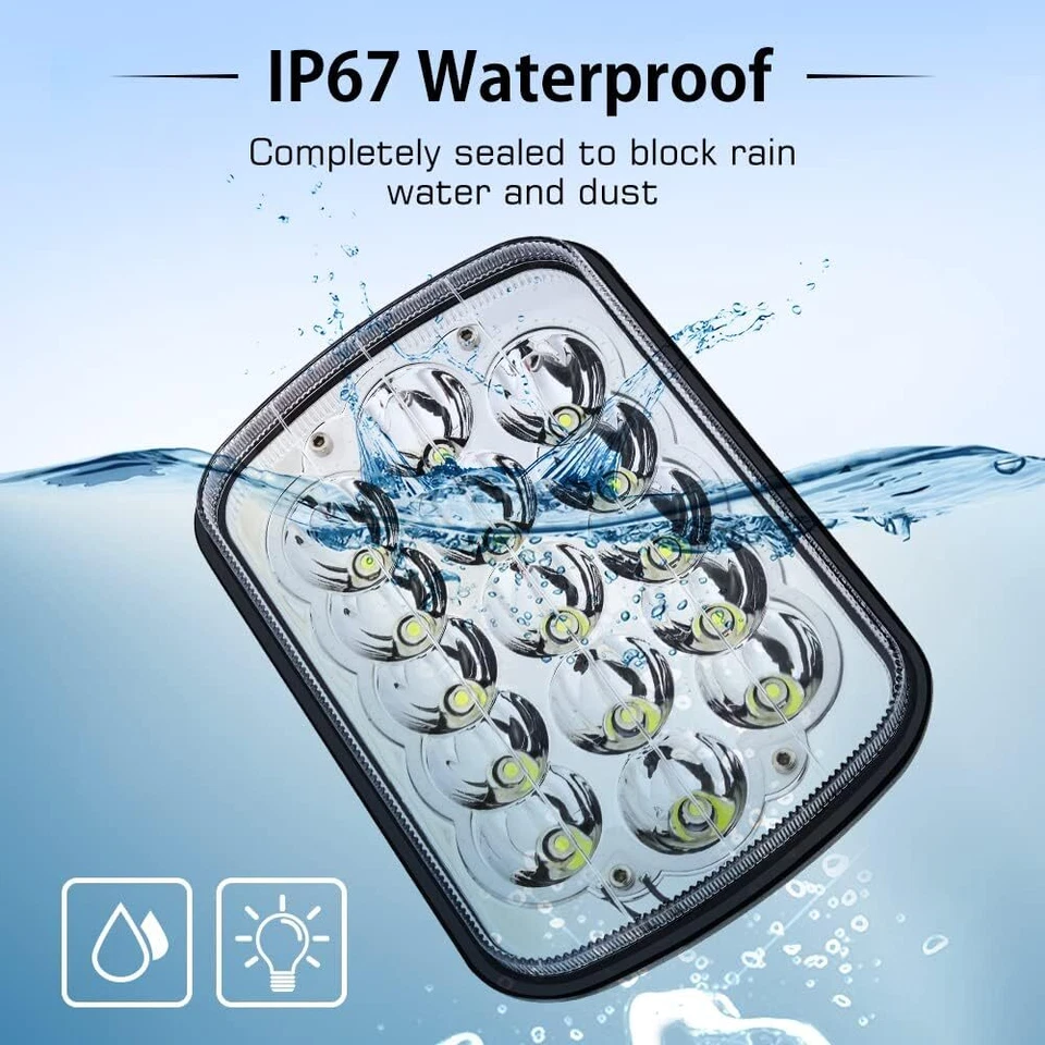 Fit Chevy Malibu 1978-1981 El Camino Pair 5X7" 7x6"LED Headlights Hi-Lo Blue DRL - Image 4 of 4