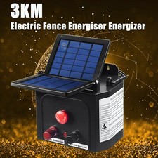3km Solar Electric Fence Energiser Energizer Charger 0.1J Farm Pet Animal