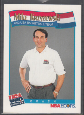 Mike Krzyzewski Coach K Auto NBA サイン カード MIKE KRZYZEWSKI 1991-92 NBA Hoops #588 Rookie RC Team USA Coach