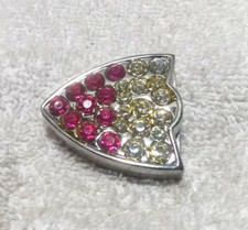 Silver Pink Large Rhinestone Filled Belt Buckle Tip Great Condition