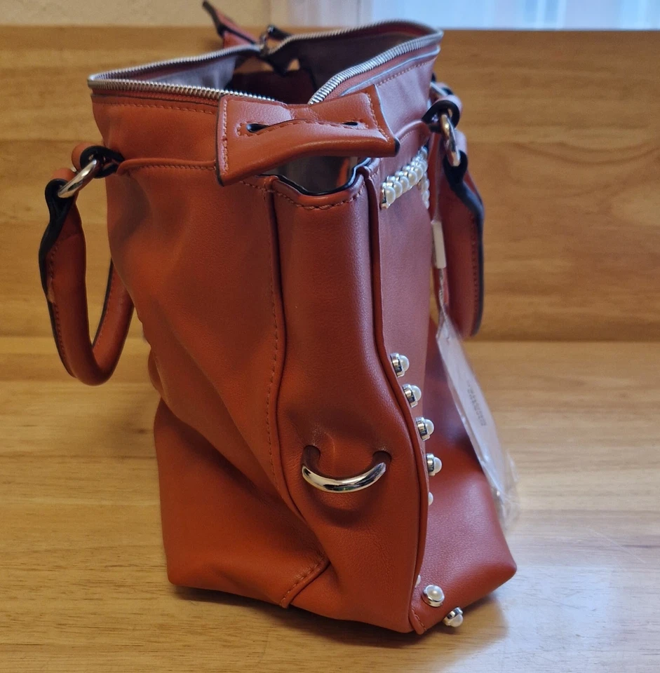 New - David Jones Paris New Cognac CM5204 Embellished Tote Bag. - Image 3 of 4