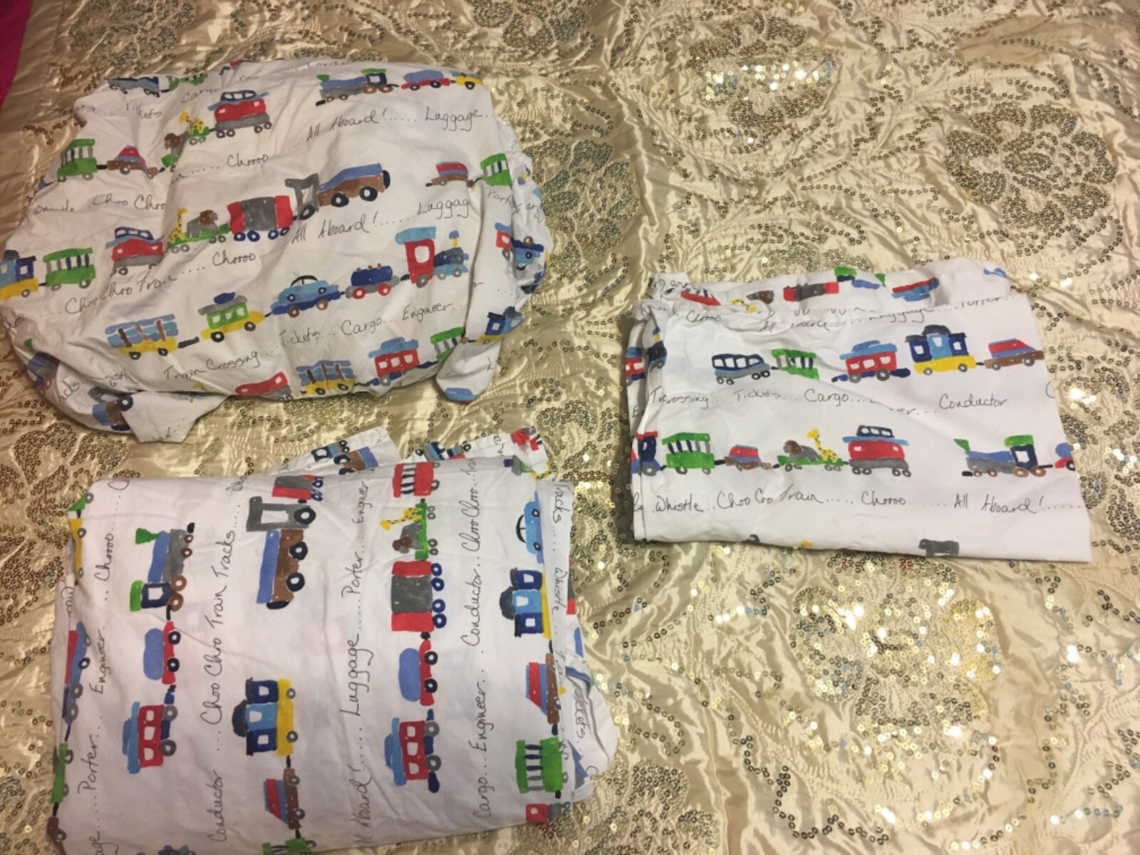 Pottery Barn Kids Railway Trains Full bedsheet flat fitted