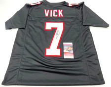 CAMISETA PERSONALIZADA RETRO FIRMADA POR MICHAEL VICK ATLANTA FALCONS CERTIFICADO DE AUTENTICIDAD JSA Testigos