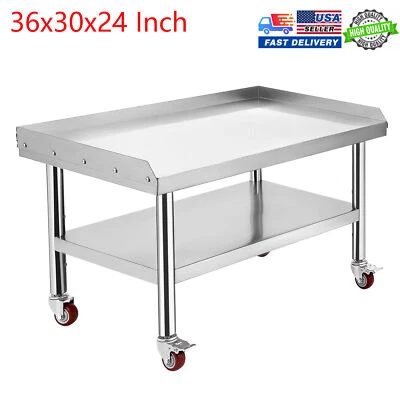 GARVEE 36"x30"x24" Equipment Grill Stand Prep Table Stainless Steel W/ Baffle & Casters