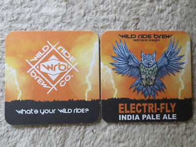 Beer Brewery Coaster ~ WILD RIDE Brewing Co Electri-Fly IPA ~ Redmond, OREGON