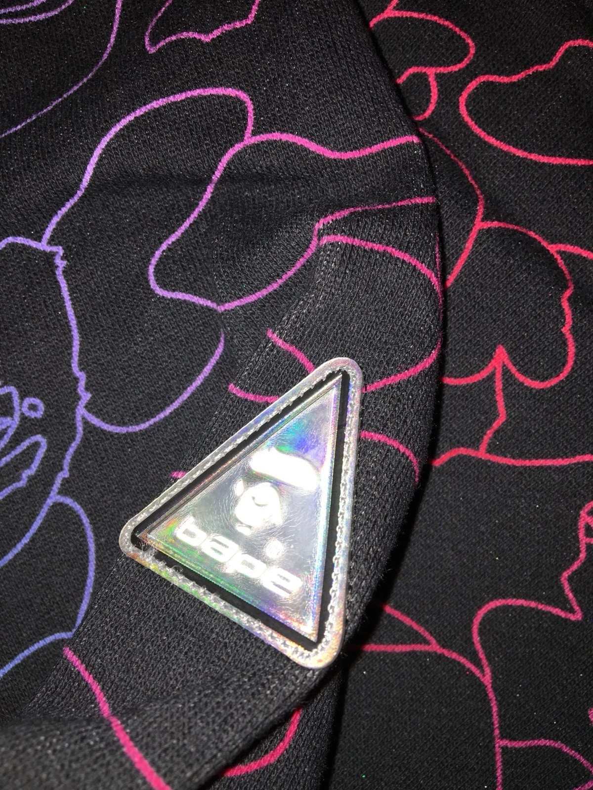 A BATHING APE (BAPE) Felpa con cappuccio mimetica squalo Bape Pencil al neon media nuovissima DEADSTOCK!!!!