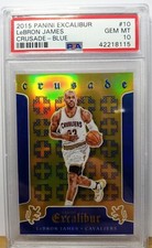 2015-16 PANINI EXCALIBUR #10 LEBRON JAMES BLUE PRIZM CRUSADE SP #/199 PSA 10!