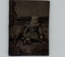 Antique 1800's Tin Type Photo Young Girl With Legs Crossed