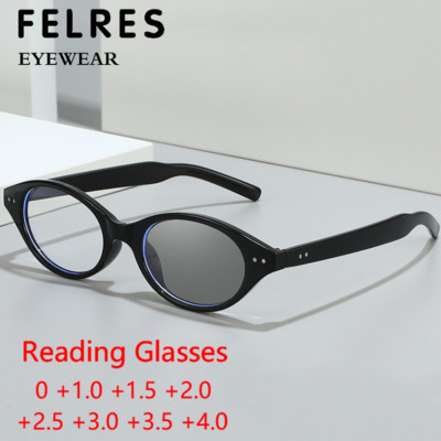 Women Oval Photochromic Reading Glasses Fashion Outdoor Personality Sunglasses 