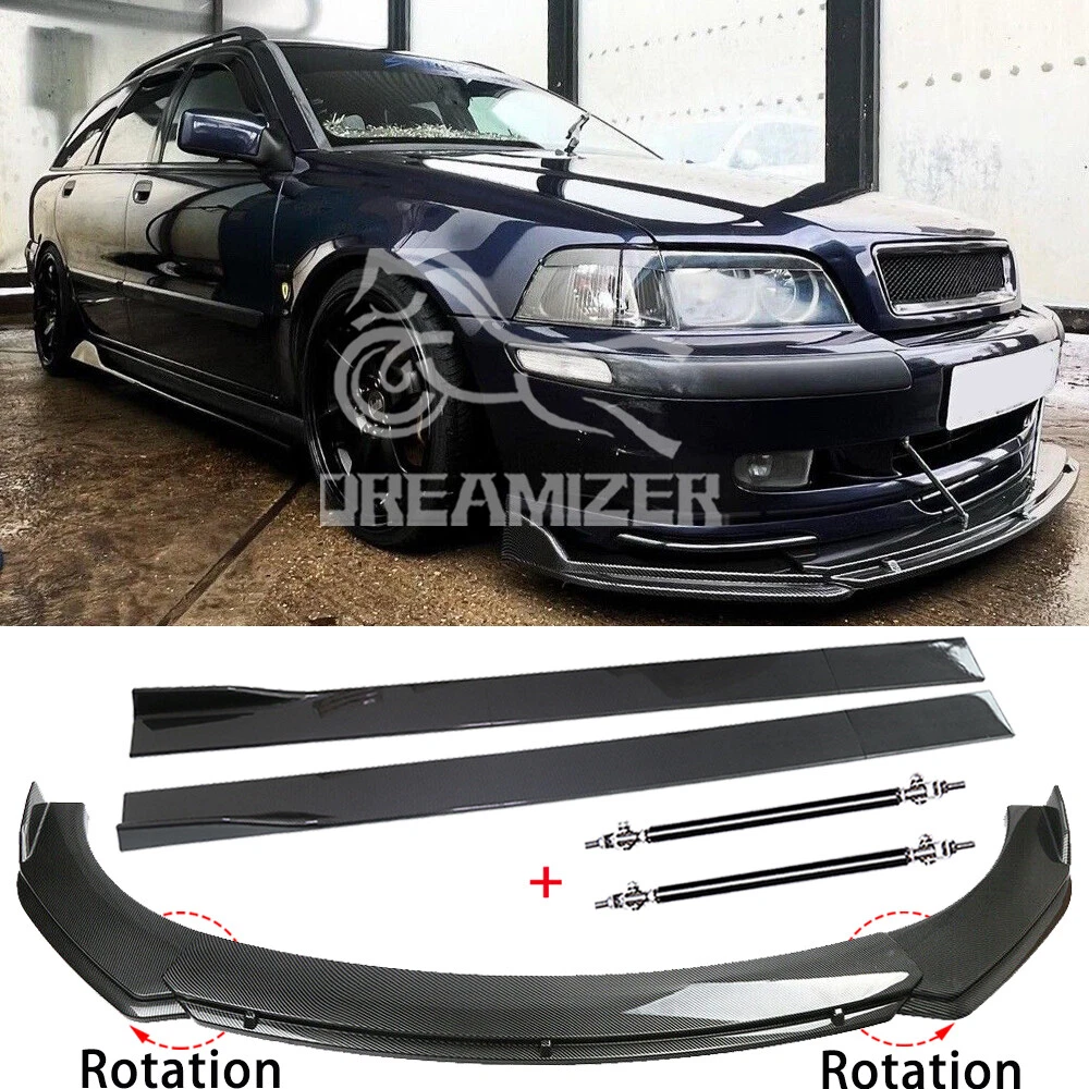For Volvo V40 1999 2004 Carbon Front Bumper Lip Splitter Side Skirts Strut Rod