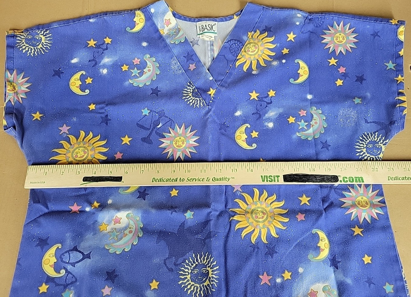 Sun Moon & Stars Simply Basic Blue Medium Scrub T… - image 6