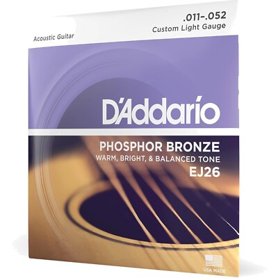 D'Addario Phosphor Bronze Akustikgitarrensaiten 11-52    Klang, 6 Saiten