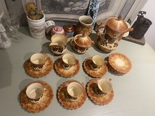 Service à thé Paul Fouillen Quimper, Théière, sucrier, pot à lait, 6 tasses…