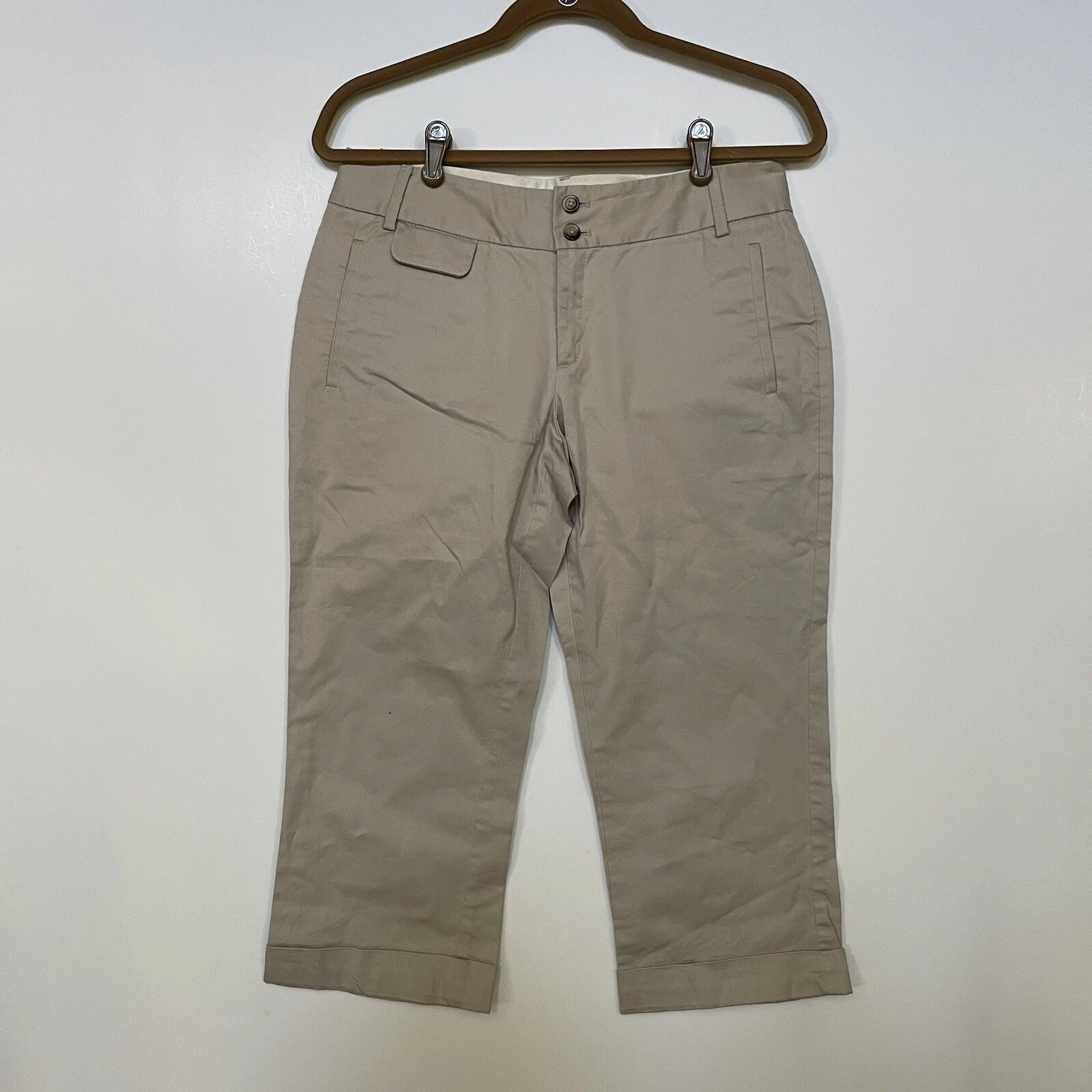 Banana Republic Pants Capri Womens Size 6 Martin Fit Cuffed Beige Khaki