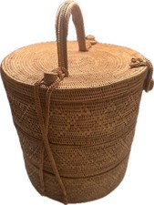 Japanese Jubako Box 3-Tier Basket Wedding Basket Woven Vintage