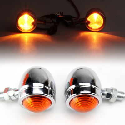 2X Motorcycle Bullet Turn Signals Amber For Harley Cafe Racer Bobber Chopper US