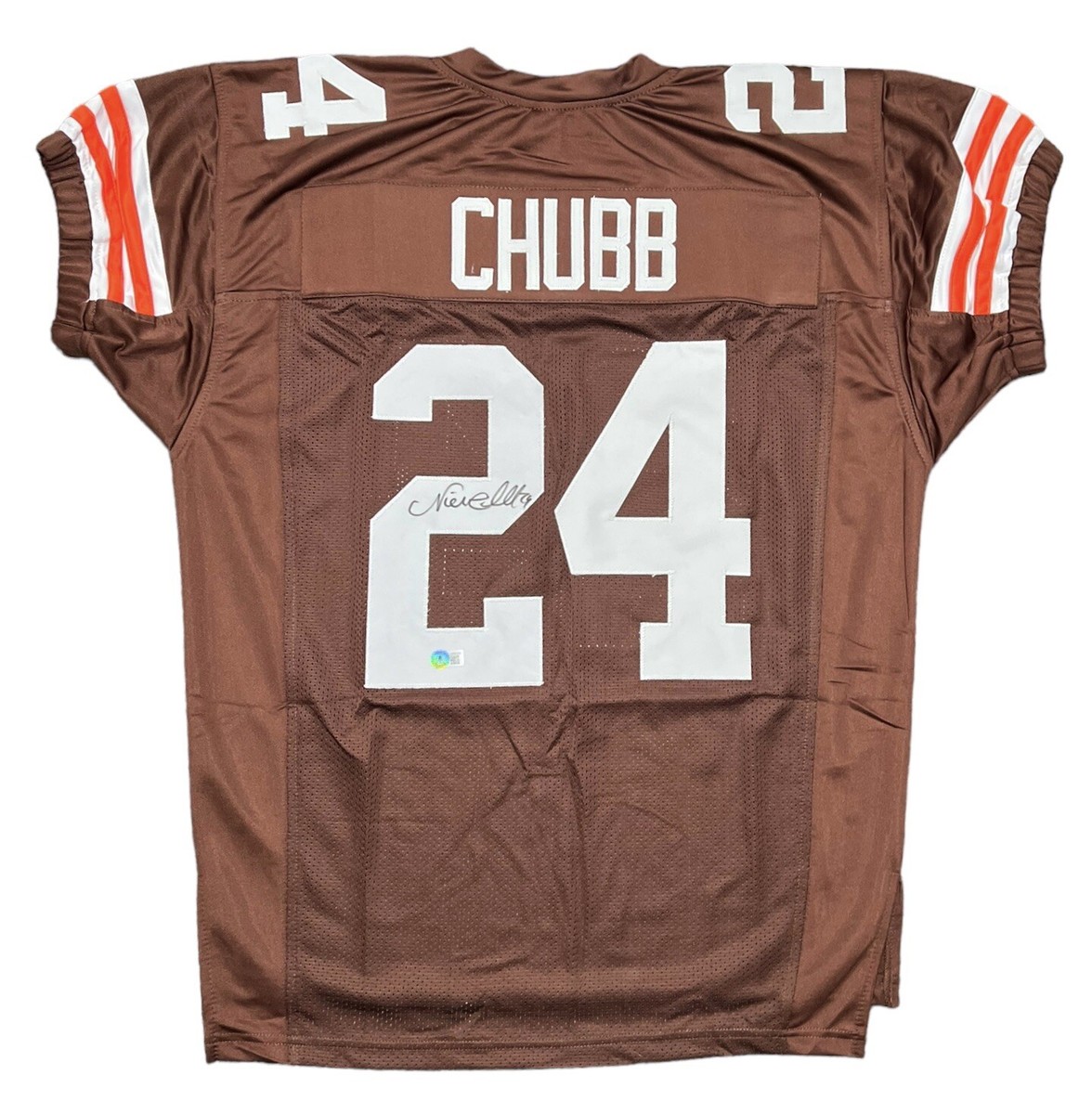 NICK CHUBB CLEVELAND BROWNS SIGNED JERSEY BROWN GAME-CUT STYLE
