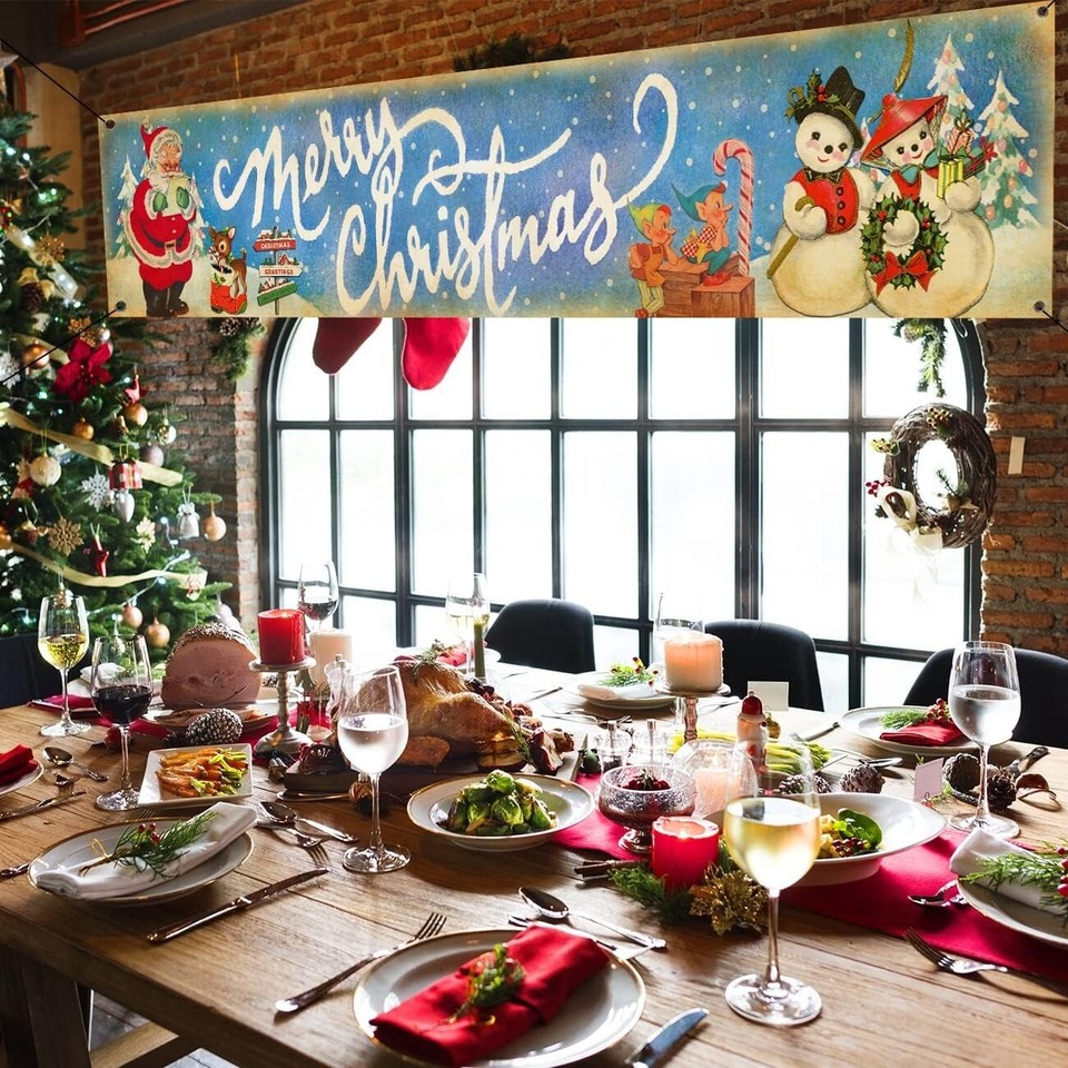 Vintage Christmas Decorations Merry Christmas Santa Claus Snowman