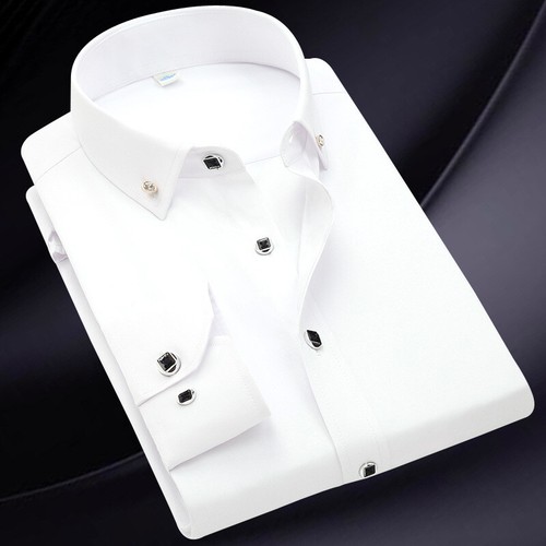 Mens Dress Shirts Clothes Long Sleeves Formal Business Button Down Casual Shirts - Picture 4 of 16