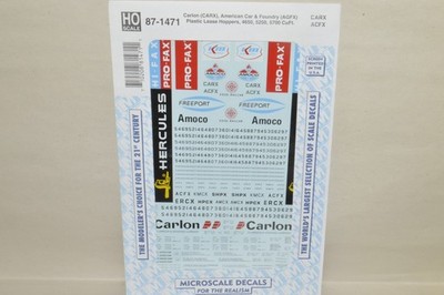 HO scale decals Microscale 87-1471 ACF plastics covered hoppers AMOCO Carlon KM