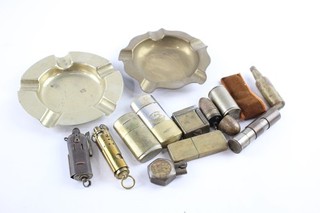 Vintage Antique Trench Art Brass Tobacciana Ashtrays Lighters