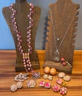 14pc Pink Tone Vintage Costume Jewelry Lot inc Star, BSK and more