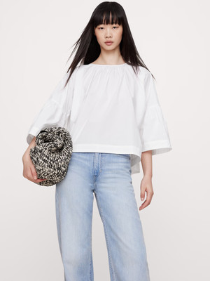 Banana Republic - Oversized Cotton Poplin Shirred Top