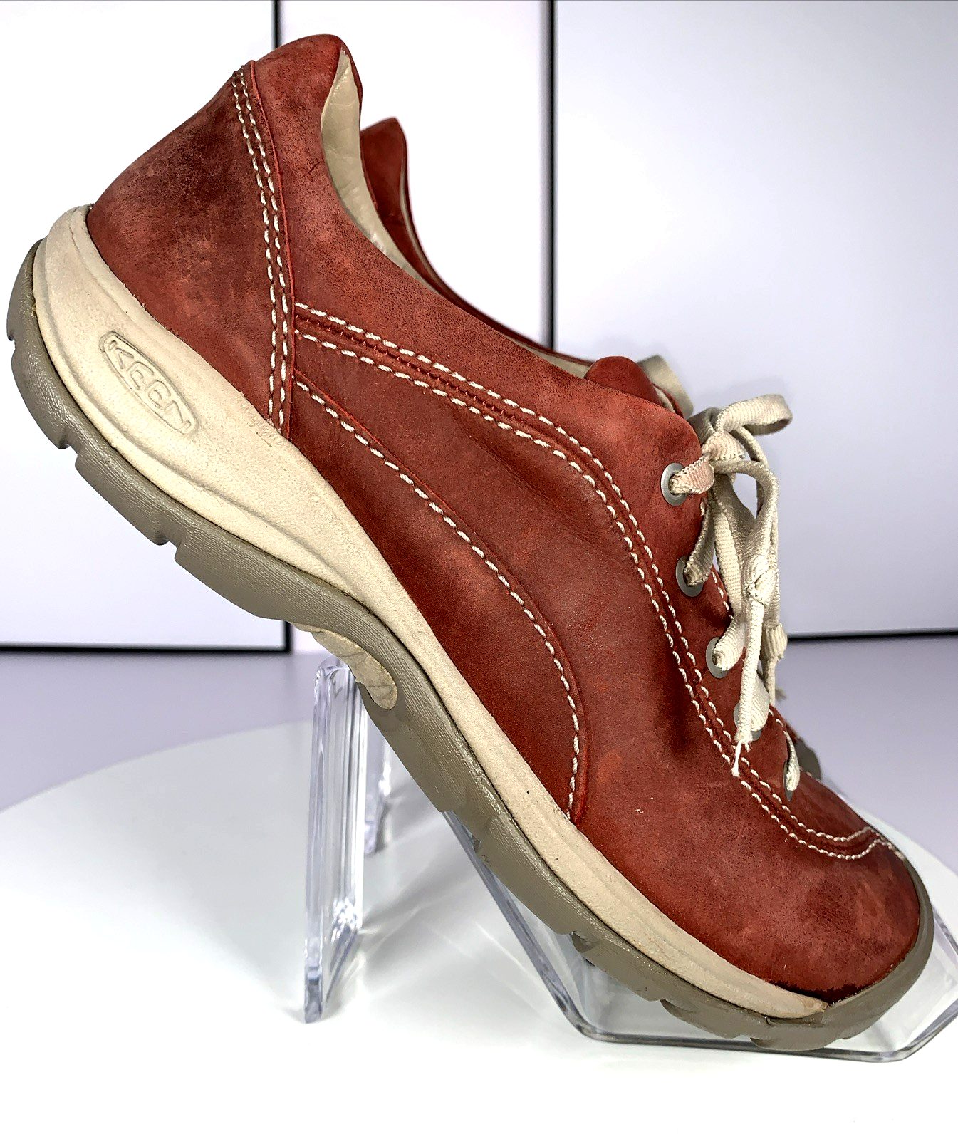 KEEN Sneakers basse da donna Presidio II ROSSO in pelle da passeggio escursionismo 7