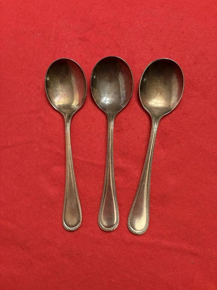 Sambonet Italia Cucharas Redondas Sopa Plateado Marcado Servicio Set 3 Foto 3 de 4