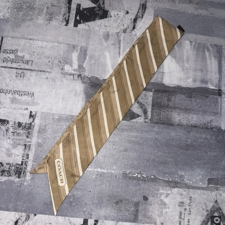 Coach Seda Beige Ajustado Ascot Bufanda AOP Cartera Corbata Logo Foto 3 de 3