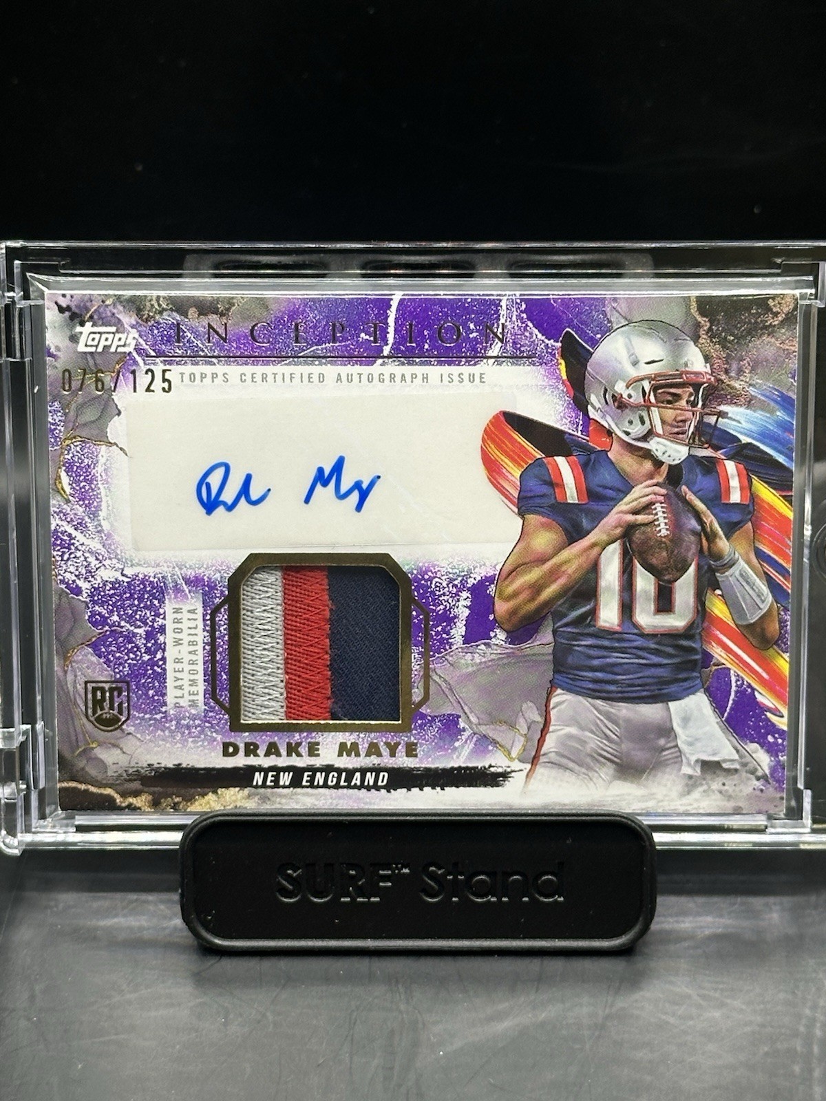 2024 Topps Inception Drake Maye PPA-DM Provenance Patch Auto /125 (RC AU) Purple