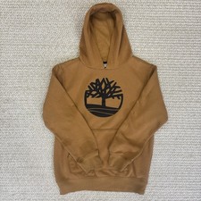 Timberland Youth Large 14/16 Hoodie Brown Logo Pullover Kangaroo Pocket