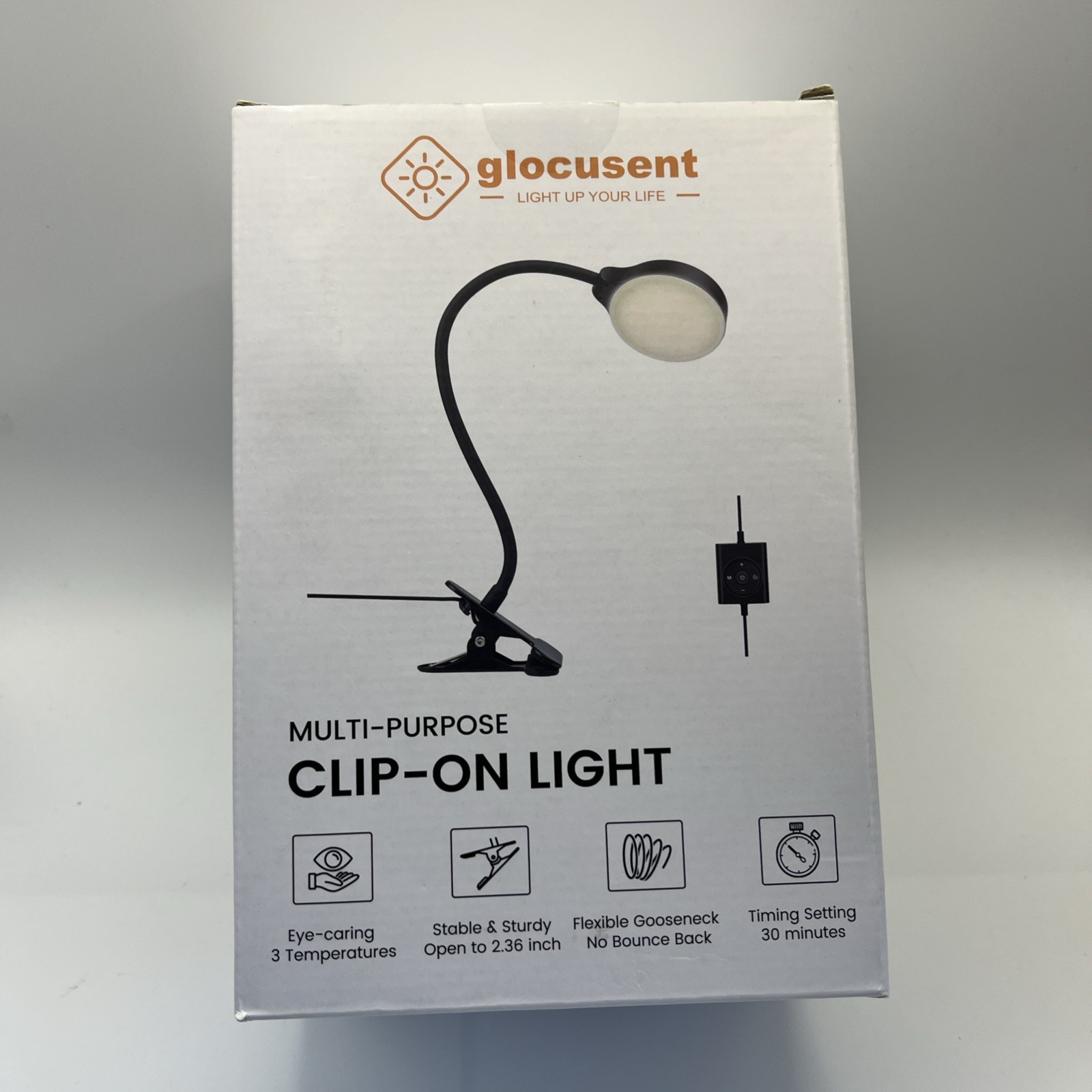 Glocusent Multi-Purpose Clip-On Light 5W For Headboard & Computer Sealed