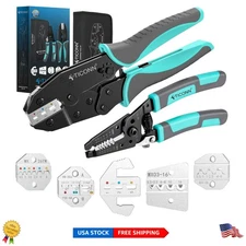 Ergonomic Ratcheting Wire Crimping Tool Combo Kit for Heat Shrink Connectors