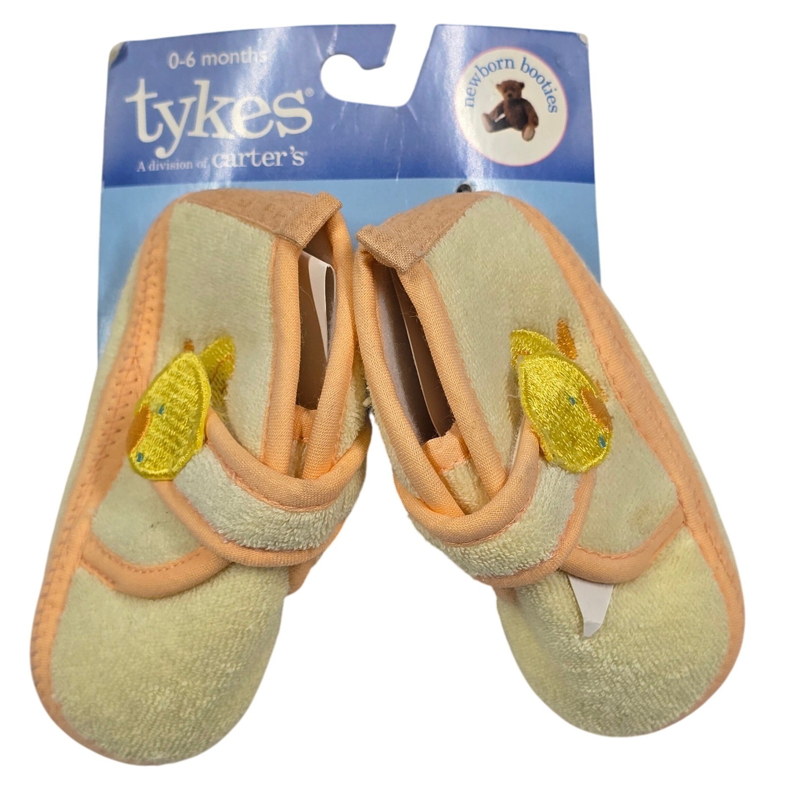 Tykes by Carters Newborn 0-6 Baby Yellow Duck Terry Cloth Booties Slippers Shoes