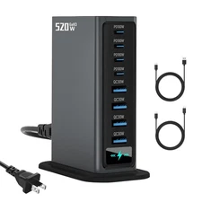 520W USB C Charger Block | 8 Ports GaN Fast Charging Station Hub|PD 100w Type...