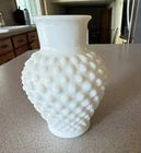 White Hobnail Milk Glass Vase Textured Decorative Vintage 1960s MPN 36
