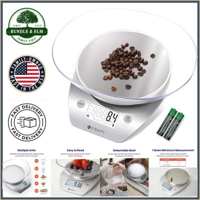 Digital Kitchen Scale with Bowl for Baking and Cooking, 11lb Capacity