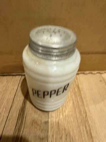 Hazel Atlas Milk Glass Pepper Range Shaker Vintage Depression Glass Great Cond.